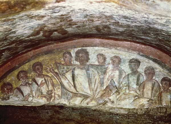 Christ teaching surrounded by the Apostles de Paleo-Christian