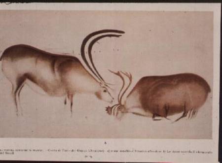 Male and female deer, Magdalenian school de Paleolithic