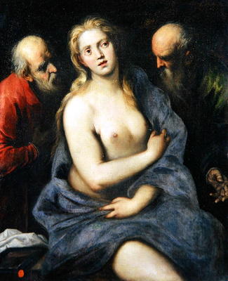Susanna and the Elders (oil on canvas) de Palma Il Giovane