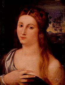 Half-length portrait of a girl. de Palma il Vecchio (eigentl. Jacopo Negretti)