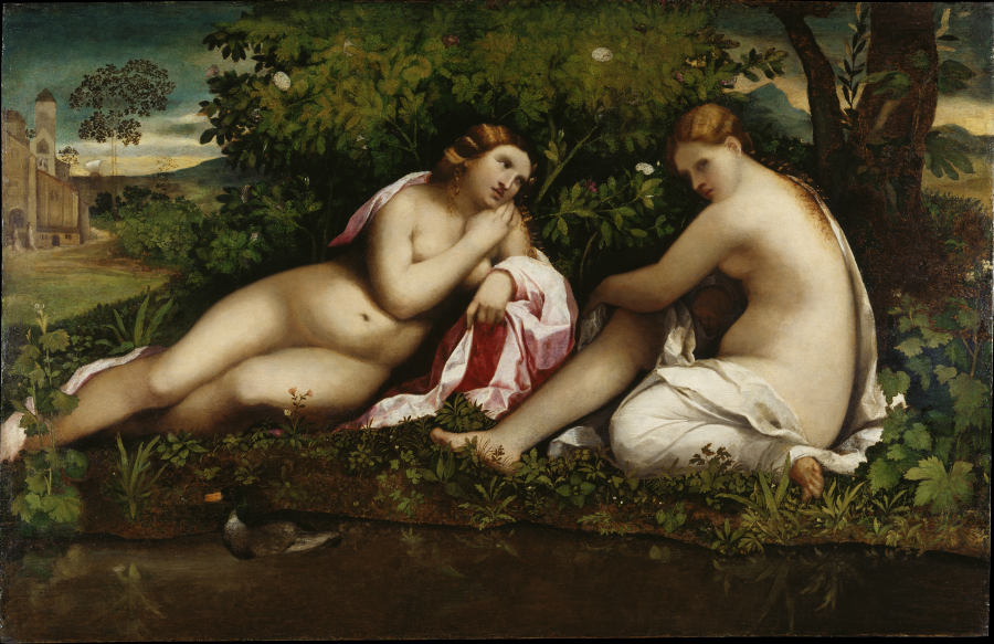 Two Nymphs at Rest (Jupiter and Callisto?) de Palma il Vecchio (eigentl. Jacopo Negretti)