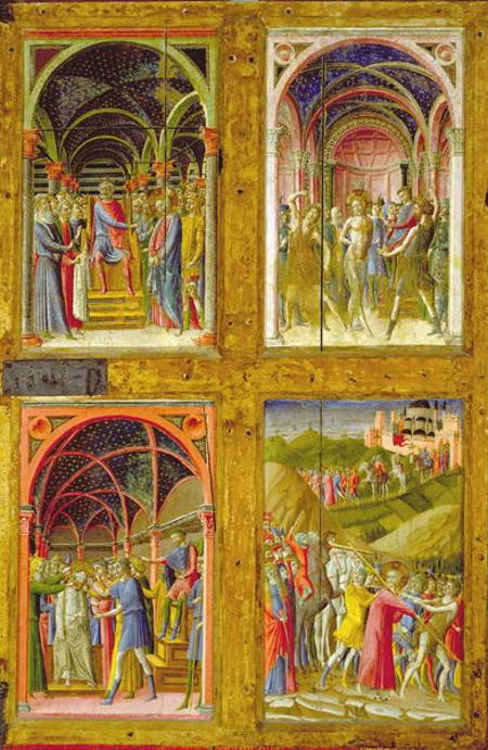 The Birth of the Virgin and Four Saints (tempera & gold leaf on panel) de Paolo  di Giovanni Fei