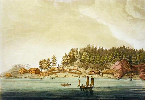 Early settlement of Vancouver (colour engraving) de Paolo Fumagalli