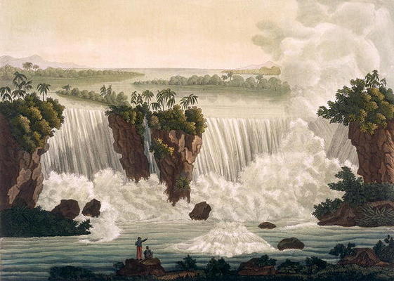 Niagara Falls, 1818, from 'Le Costume Ancien et Moderne', Volume I, plate 30, by Jules Ferrario, pub de Paolo Fumagalli