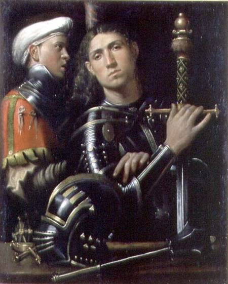 Portrait of a Military Captain with his Squire de Paolo Morando Cavazzola