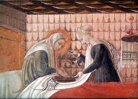 Birth of the Virgin, detail of St. Anne and an attendant de Paolo Uccello