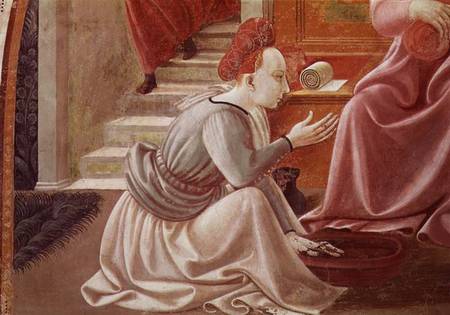 The Birth of the Virgin, detail of a seated maid servant from the fresco cycle of the Lives of the V de Paolo Uccello