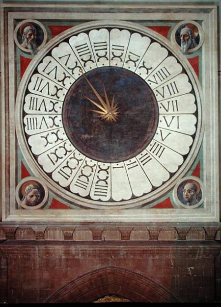 Canonical clock with the heads of four prophets de Paolo Uccello