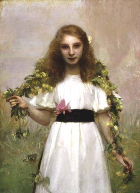 Portrait of a Young Girl with Flowers de Pascal A.J. Dagnan-Bouveret