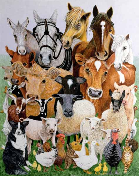 Animal Allsorts (oil on canvas)  de Pat  Scott