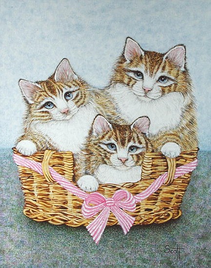 Sister Kittens (oil on canvas)  de Pat  Scott