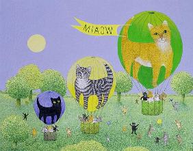 Cat Balloon Race (acrylic on canvas) 