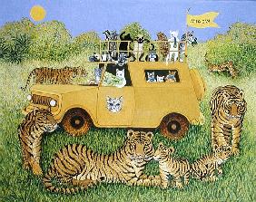 Cat Safari (oil on canvas) 