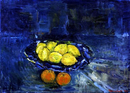 Lemons in a Blue Bowl, 1997 (oil on canvas)  de Patricia  Espir