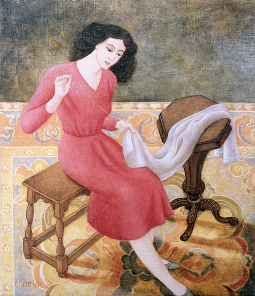 Girl Sewing, 1991  de Patricia  O'Brien