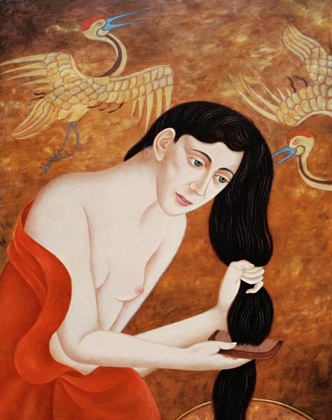 Woman combing her hair, 1999 (oil on canvas)  de Patricia  O'Brien