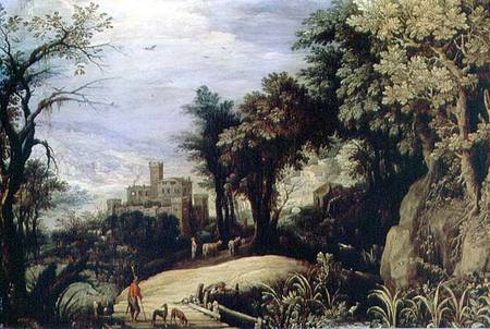 Landscape with Huntsmen de Paul Brill or Bril