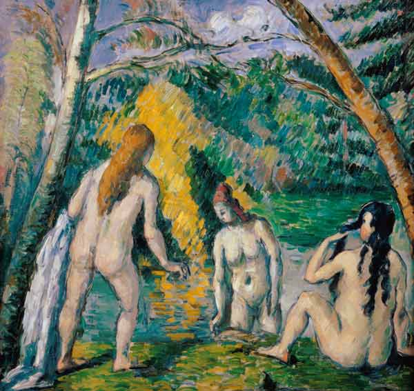 Three women taking a bath de Paul Cézanne