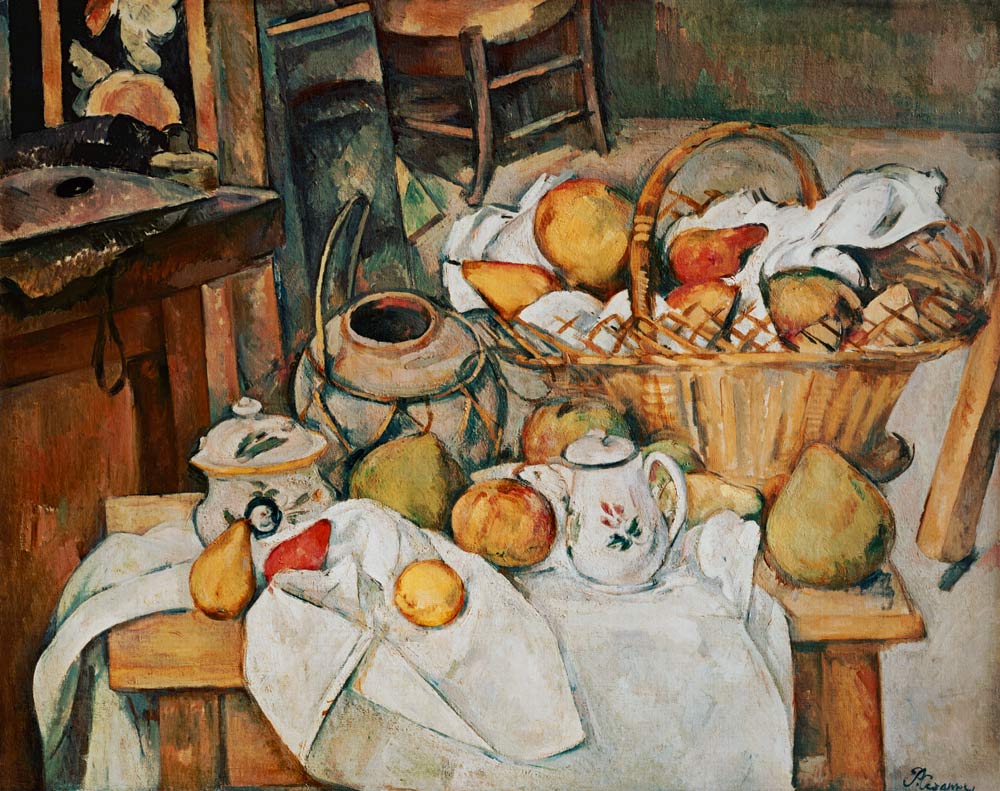 Naturaleza muerta con canasta de frutas de Paul Cézanne
