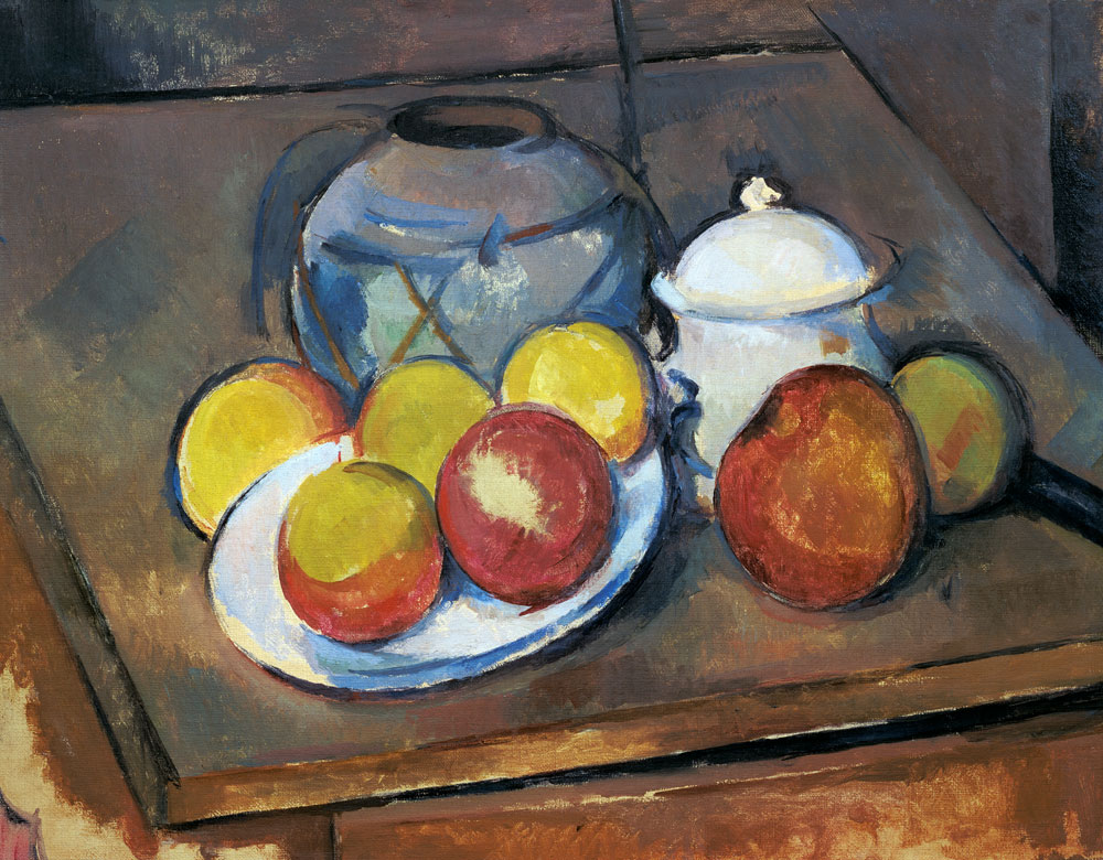 Vase, Sugar Bowl and Apples de Paul Cézanne
