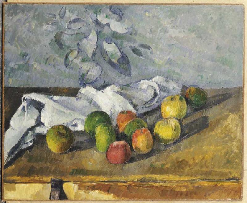 Äpfel und ein Handtuch. de Paul Cézanne