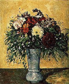 Bouquet of flowers in a blue vase de Paul Cézanne