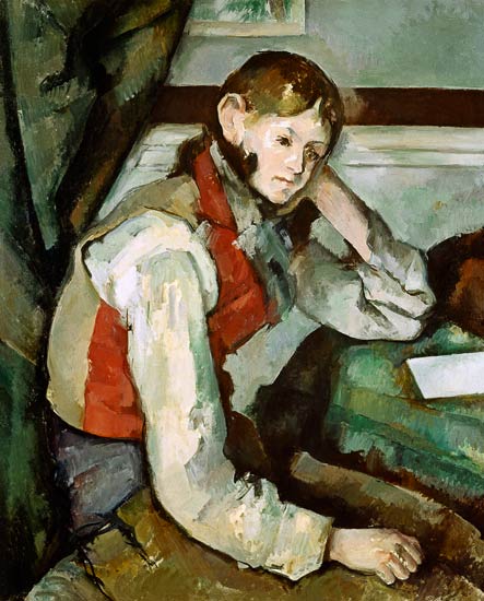 Muchacho con el chaleco rojo de Paul Cézanne