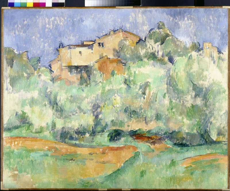Haus auf bewaldeter Anhöhe mit Taubenschlag (Maison de Bellevue et pigeonnier) de Paul Cézanne