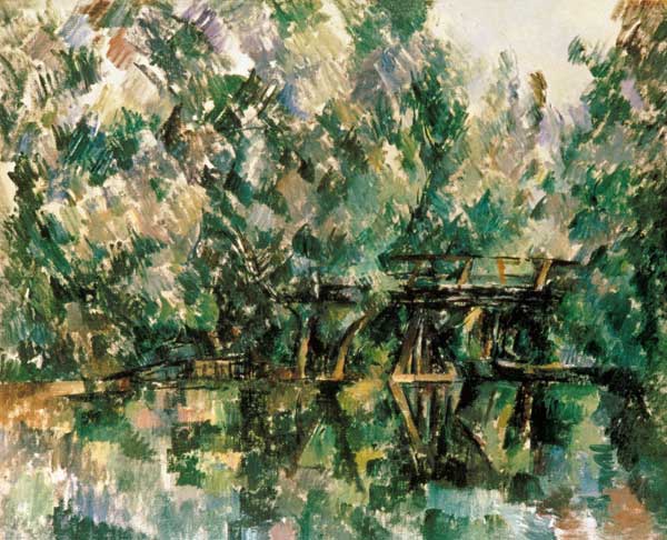 Holzsteg über einem Back de Paul Cézanne