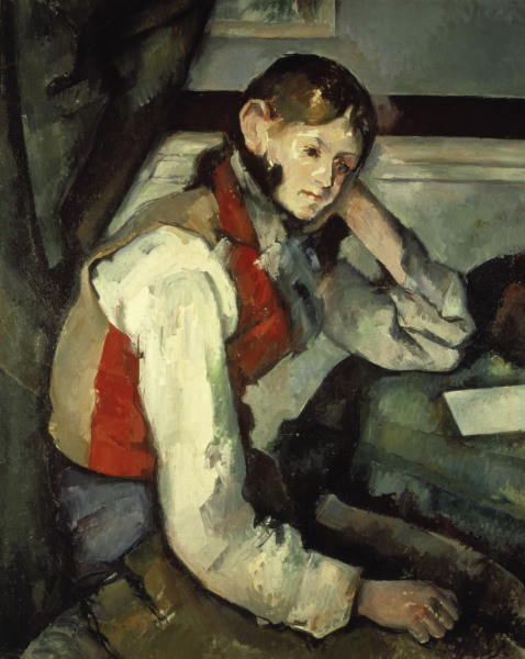 Young Man with red Waistcoat de Paul Cézanne