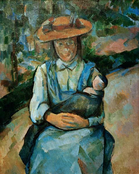 Young girl with doll de Paul Cézanne