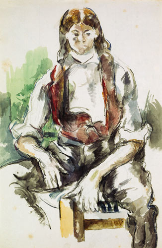 Muchacho con chaleco rojo de Paul Cézanne