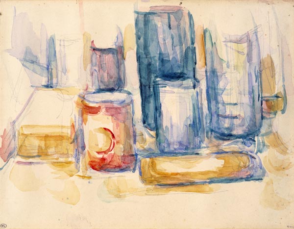 Kitchen Table with Pots ... de Paul Cézanne