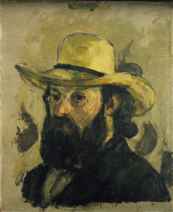 Self-Portrait in a Straw Hat de Paul Cézanne