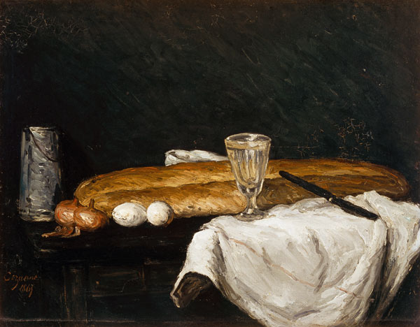 Still life w.bread and eggs de Paul Cézanne
