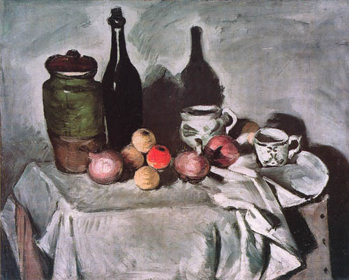 Still life with fruits and dishes de Paul Cézanne