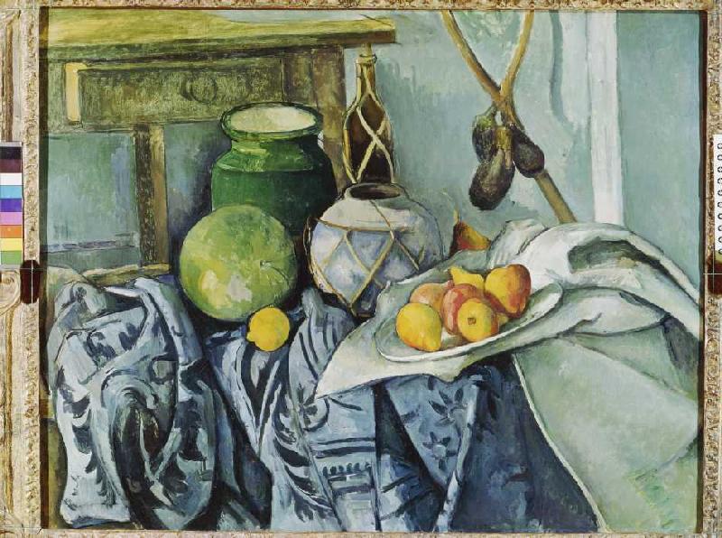 Quiet life with ginger pot and eggplants de Paul Cézanne