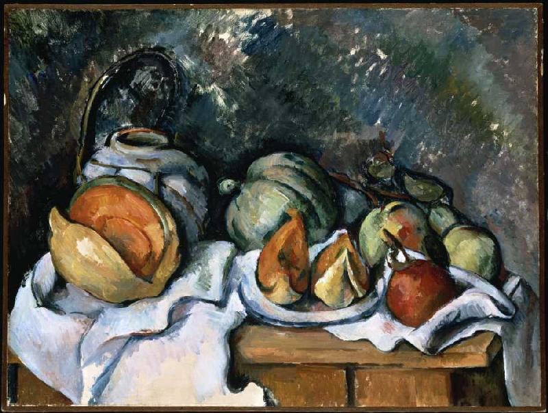 Stillleben mit Früchten und Ingwerkrug de Paul Cézanne
