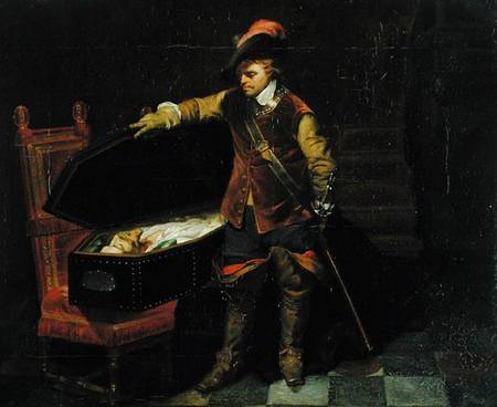 Oliver Cromwell (1599-1658) with the Coffin of Charles I (1600-49) de Paul Delaroche