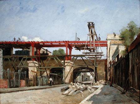 Workers Raising the Ring Road Railway Tracks on the Bridge of the Rue de la Voute, Paris de Paul Desire Trouillebert