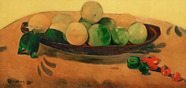 Exotic Fruits and Peppers on a Plate de Paul Gauguin