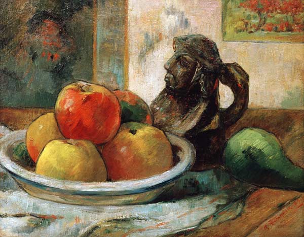 Still life with apples, a pear and a jug de Paul Gauguin