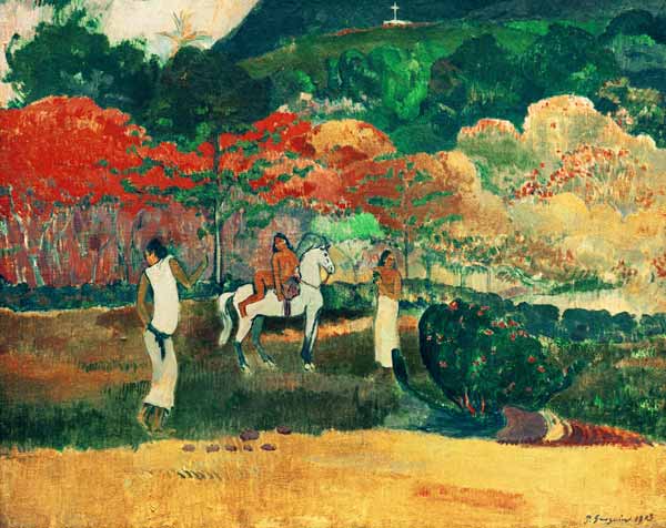 Women and white horse de Paul Gauguin