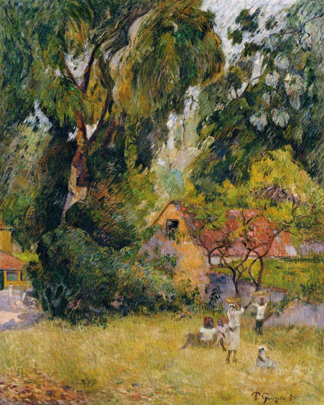 Huts under the Trees (oil on canavs) de Paul Gauguin