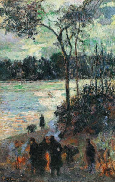 The Fire at the River Bank de Paul Gauguin