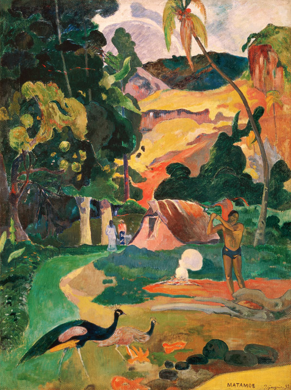 Landscape with peacocks (Metamoe) de Paul Gauguin
