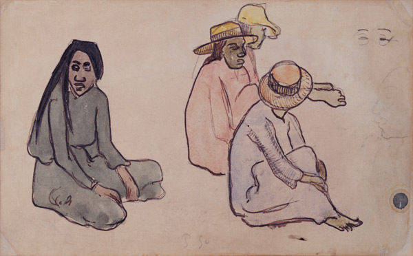 Study of Tahitians (w/c de Paul Gauguin