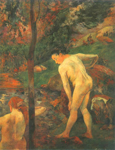 Taking a bath de Paul Gauguin