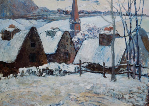 Breton village in the snow de Paul Gauguin