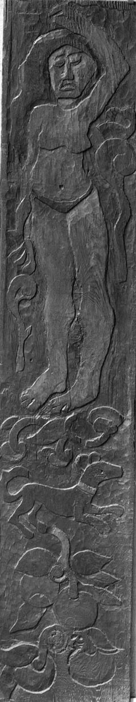 Carved vertical panel from the door frame of Gauguin's final residence in Atuona on Hiva Oa (Marques de Paul Gauguin